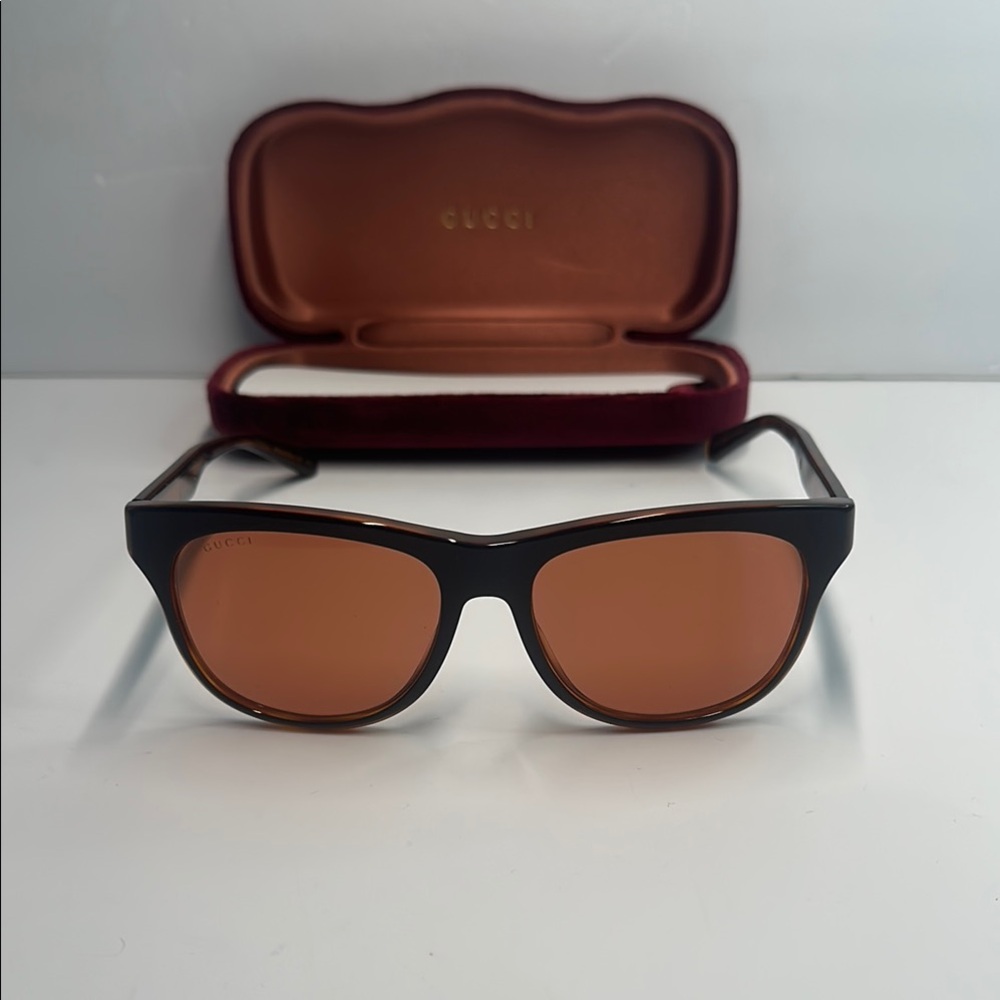 Gucci Sunglasses Men's GG0980S 002 Black/Orange Lenses - Picture 4 of 13